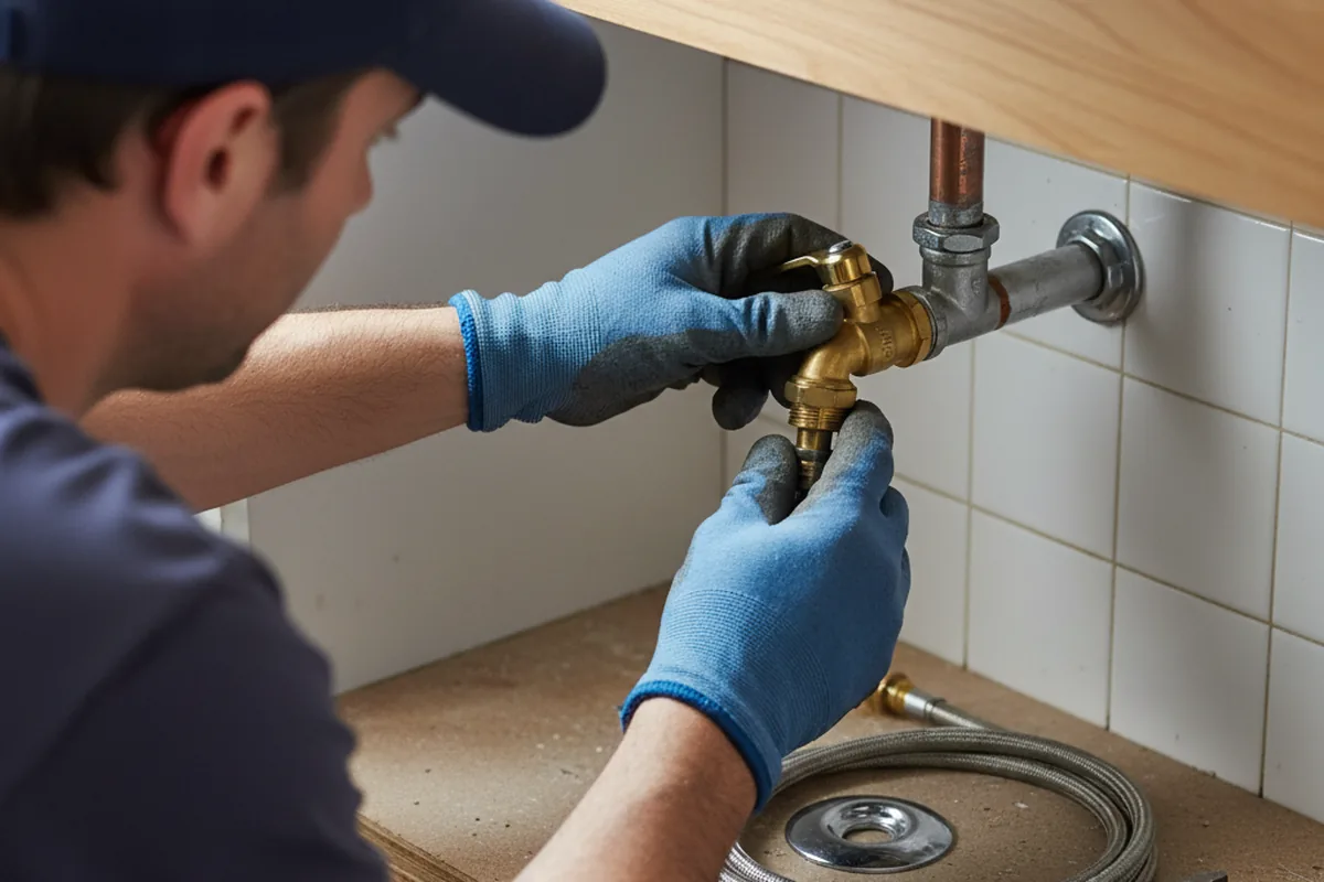 Shutoff valve and fitting work during Burst Pipe Repair in Wallingford
